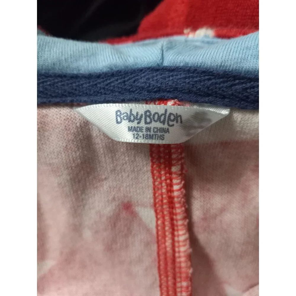Baby Boden 12-18 mos. Red Stars Patriotic Americana One Piece Hood Romper